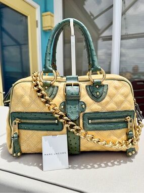 Marc Jacobs Vintage Quilted Ostrich Leather Venetia Satchel VGUC Fall 07